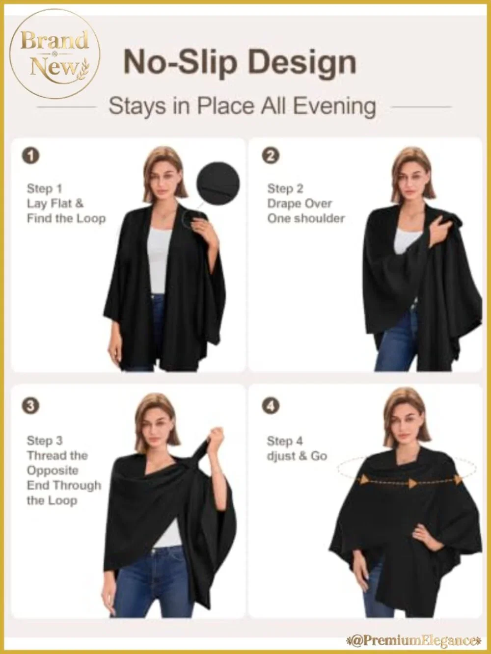 Womens Cross Front Poncho Shawl Wrap Elegant Wedding Formal Knit